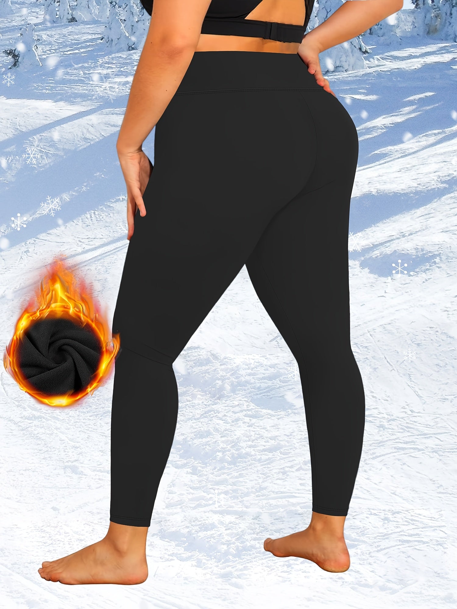 Plus Size High-Waisted Fleece-Lined Leggings for Autumn Winter