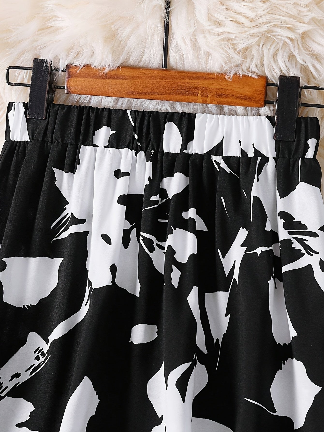 Women's Floral Woven Polyester Half-Skirt for Spring Summer Autumn