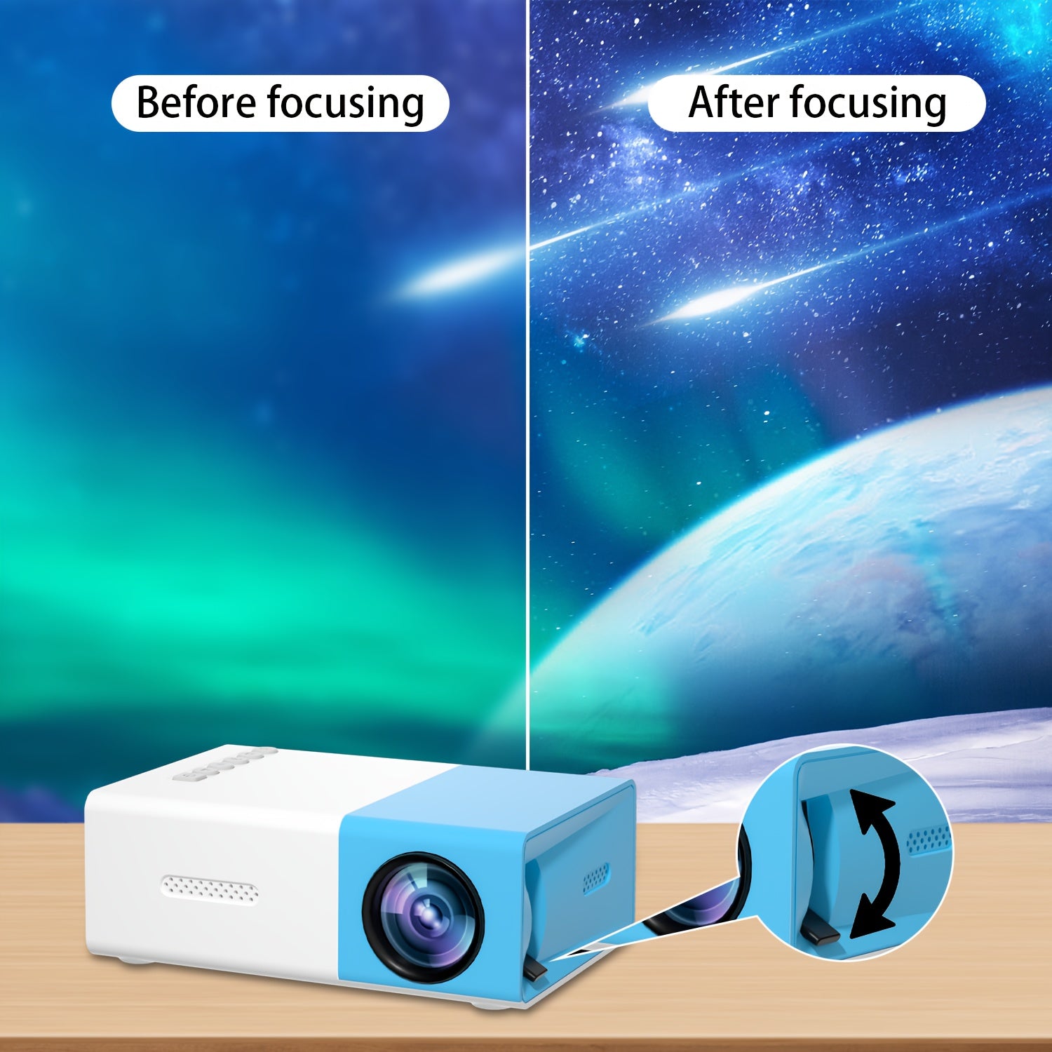 Mini Projector LED Portable Home Cinema 1280x720 HD 30000H Playtime Remote