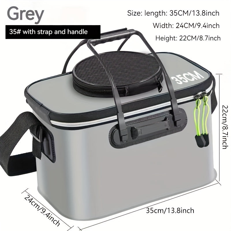 Waterproof EVA Fishing Gear Bag with Collapsible Live Fish Bucket and Tackle Storage