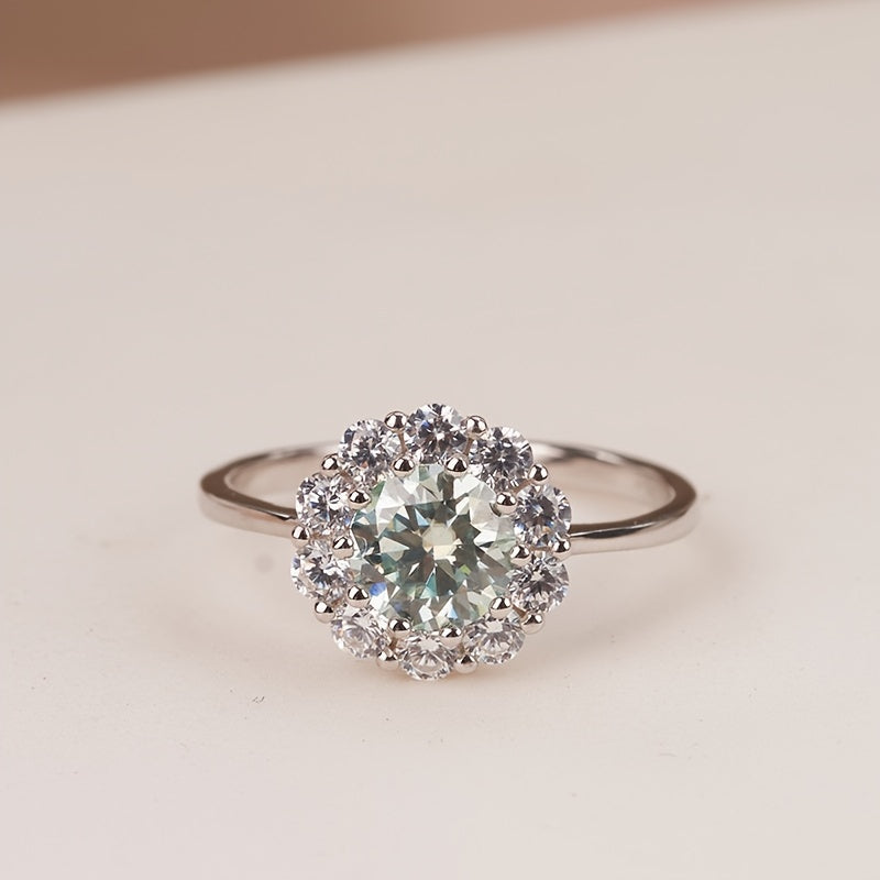 Moissanite Jewelry Set with Ring and Earrings 1 Carat Sterling Silver Engagement Gift