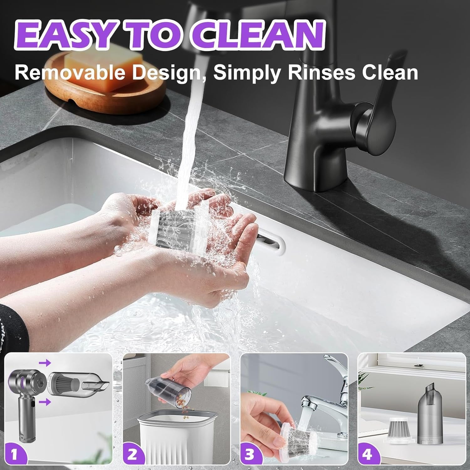 Aspiradora de coche inalámbrica portátil con potencia de 16000PA y aire comprimido