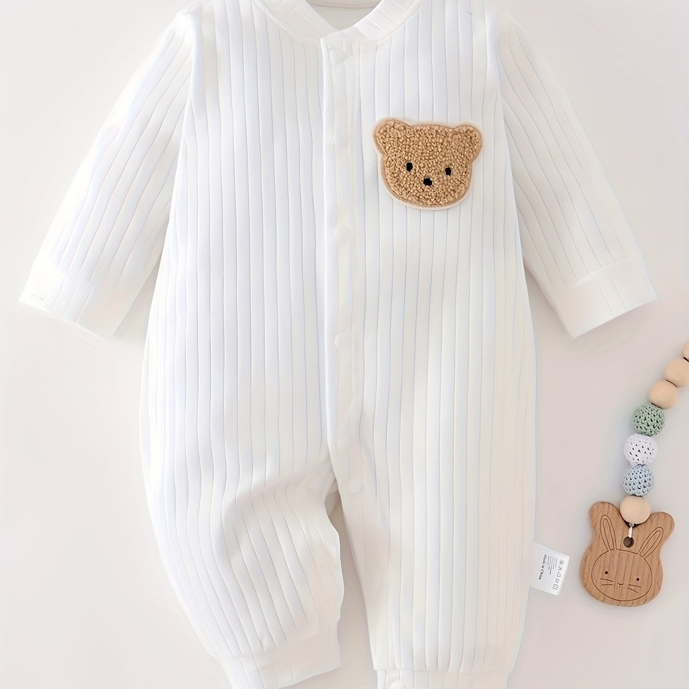 Baby Cotton Teddy Bear Romper for Infants Long Sleeve All-Season Kid's One-Piece