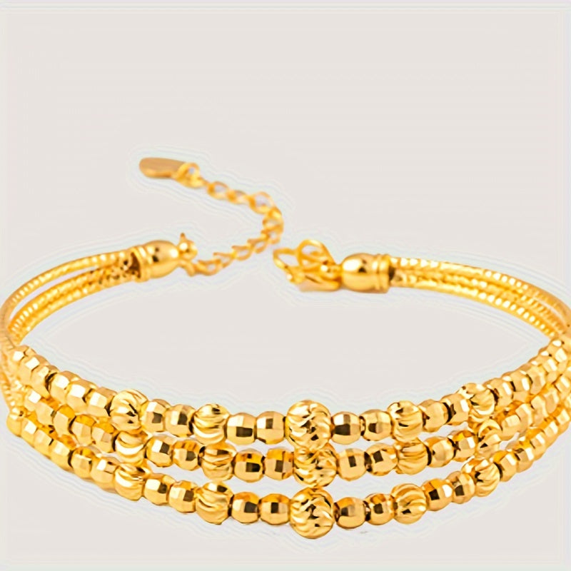 Bohemian Beaded Bracelet with 24K Gold Plated Brass Laser Beads for Women