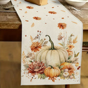 Autumn Harvest Festival Linen Table Runner 33x183cm Thanksgiving Fall Decor Pumpkin Knit Polyester