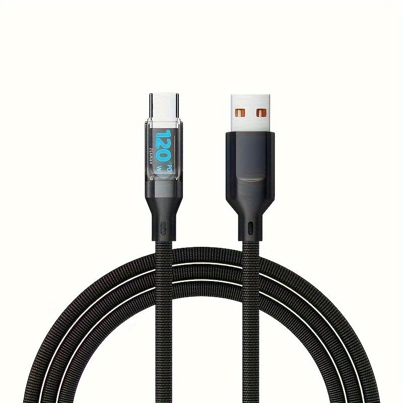 120W USB Type C Charging Cable with LED Display Fast Safe Charging