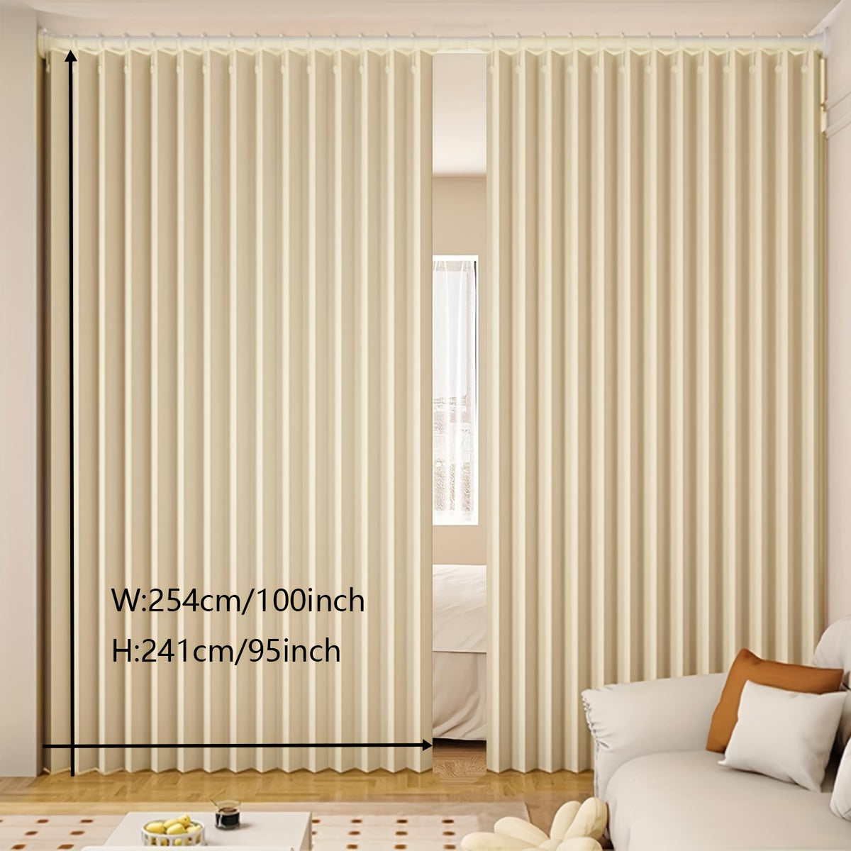 Folding Curtain Waterproof Stain-Resistant Privacy Divider for Living Room Bedroom Kitchen