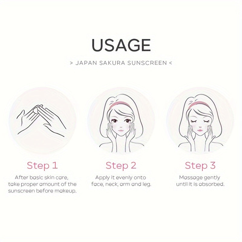 Juego de 3 Cremas solares unisex Sakura SPF50 PA+++ para protección contra luz azul y polvo