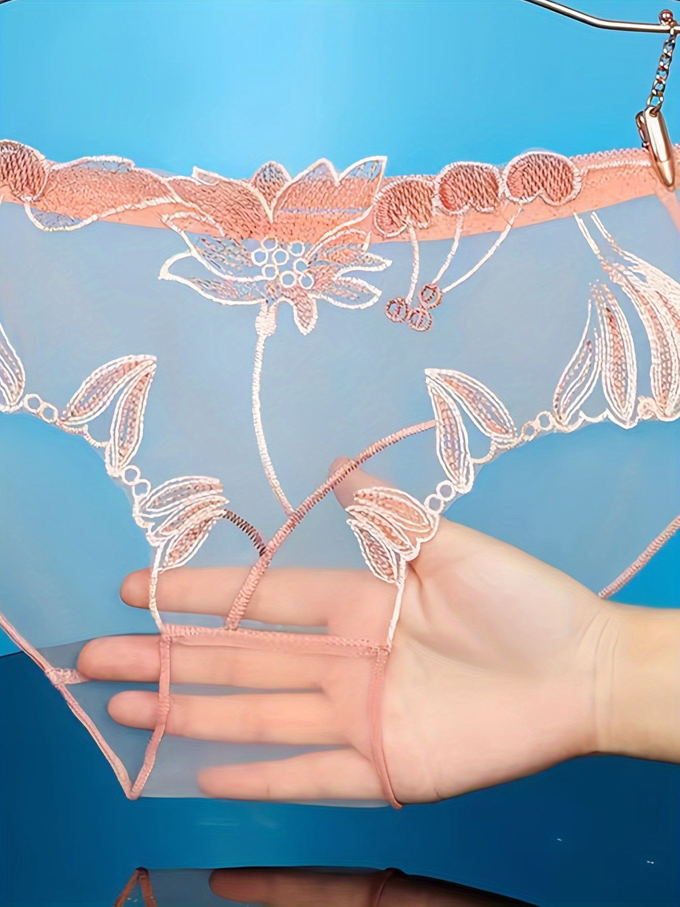 Women's Floral Embroidery Mesh Panties Sexy Lingerie Underwear