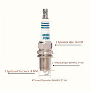 4 Pack IRIDIUM Spark Plugs for Cars, High Performance, Long Lasting