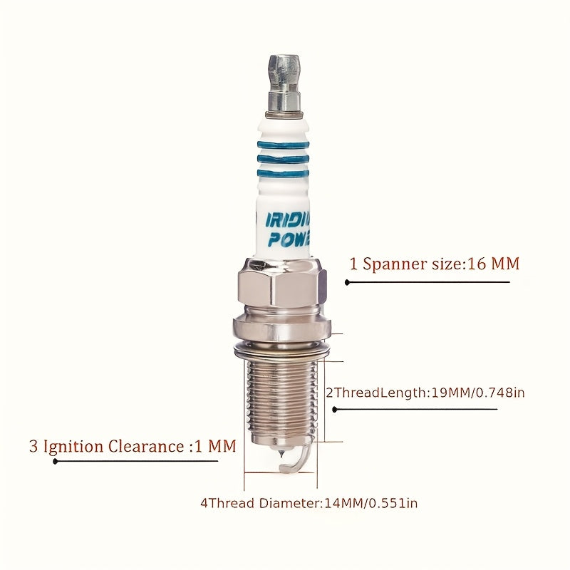 4 Pack IRIDIUM Spark Plugs for Cars, High Performance, Long Lasting