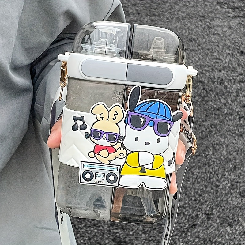 Vaso de plástico para beber de 640ML con correa, botella de agua resistente a altas temperaturas para niños