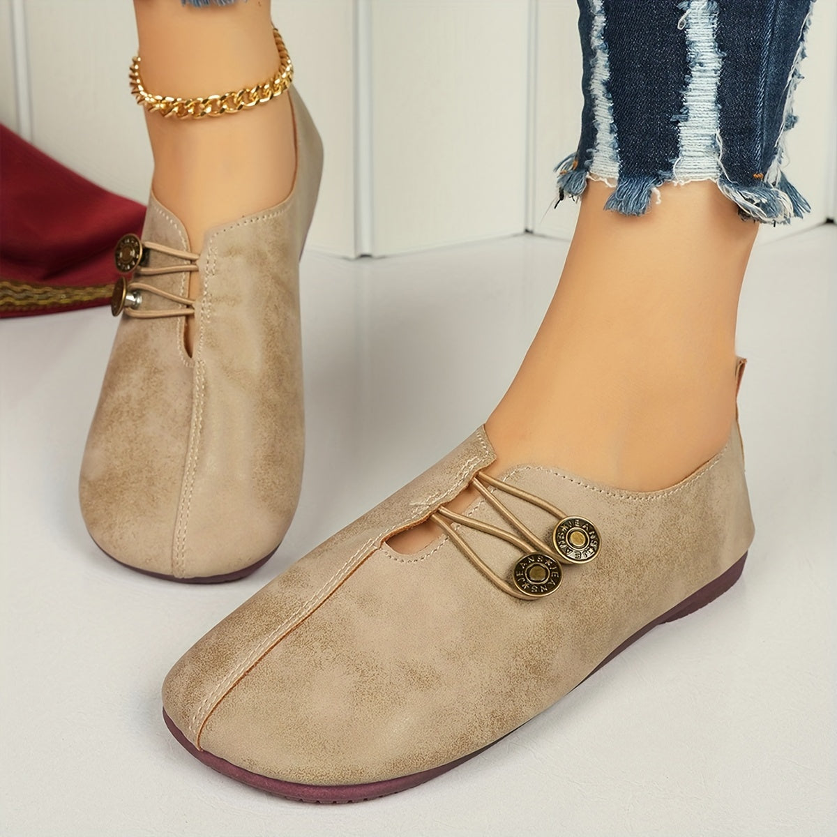 Zapatos planos de mujer de cuero cómodos y casuales en negro