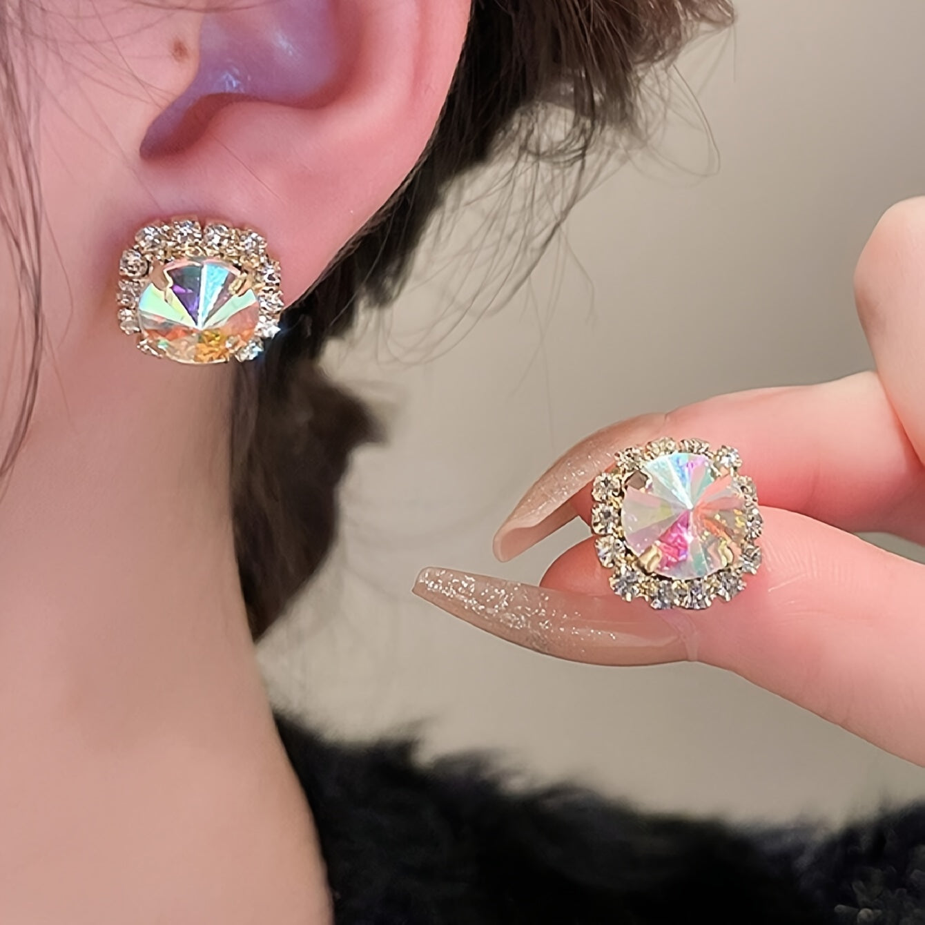 Sterling Silver Rhinestone Necklace and Earrings Jewelry Set for Bridal and Special Occasions