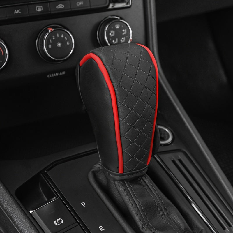 Universal PU Leather Non-Slip Car Gear Shift Knob Cover Black Auto Parts