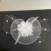 Fascinator Headband Mesh Veil Faux Feather for Horse Racing and Events