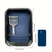 Medium-Sized Plastic Cat Litter Box with High Edges and Splash Guard for Small Cats