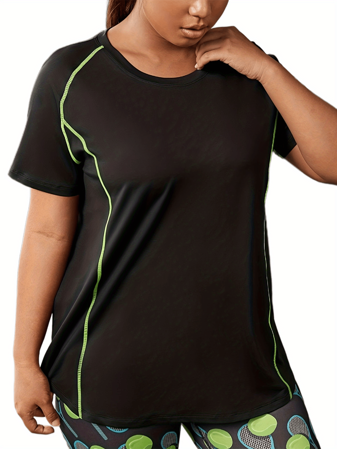 Plus Size Women's High Elasticity Breathable Workout T-Shirt for Yoga and Gym