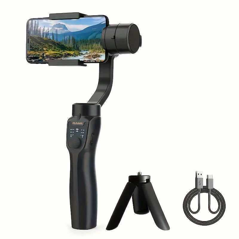 Portable 3-Axis Smartphone Gimbal Stabilizer with Tripod Wireless Charging 8-Hour Battery for iPhone Android Travel Vlog