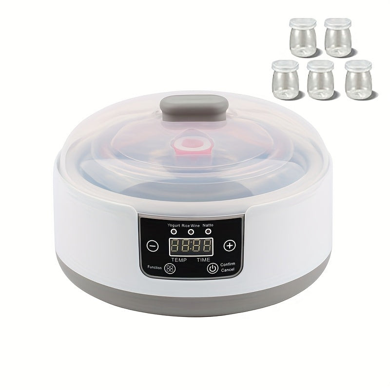 Автоматический йогуртница с пробиотическим йогуртом 1,2 л с таймером, контролем температуры, 5 стеклянных банок