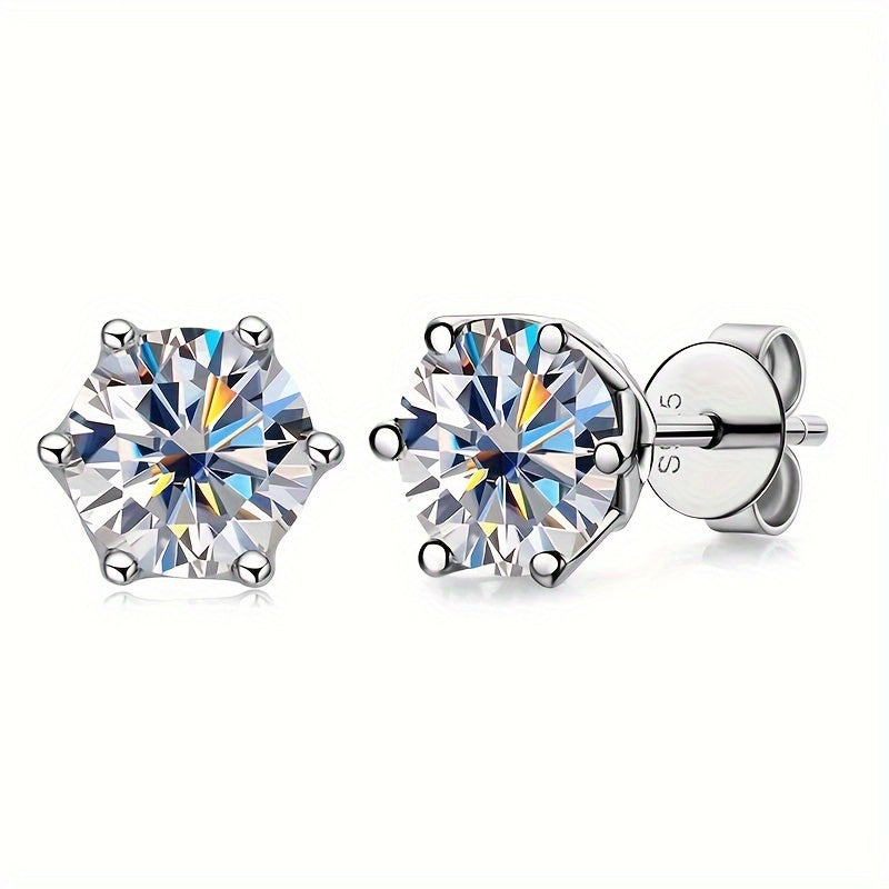 Niche dizaynli nafis quloq teshish zargarlik bezaklari - 925 sterling kumush Moissanite stud bilaguzuklari 0.5/1/2ct o'lchamlarida mavjud