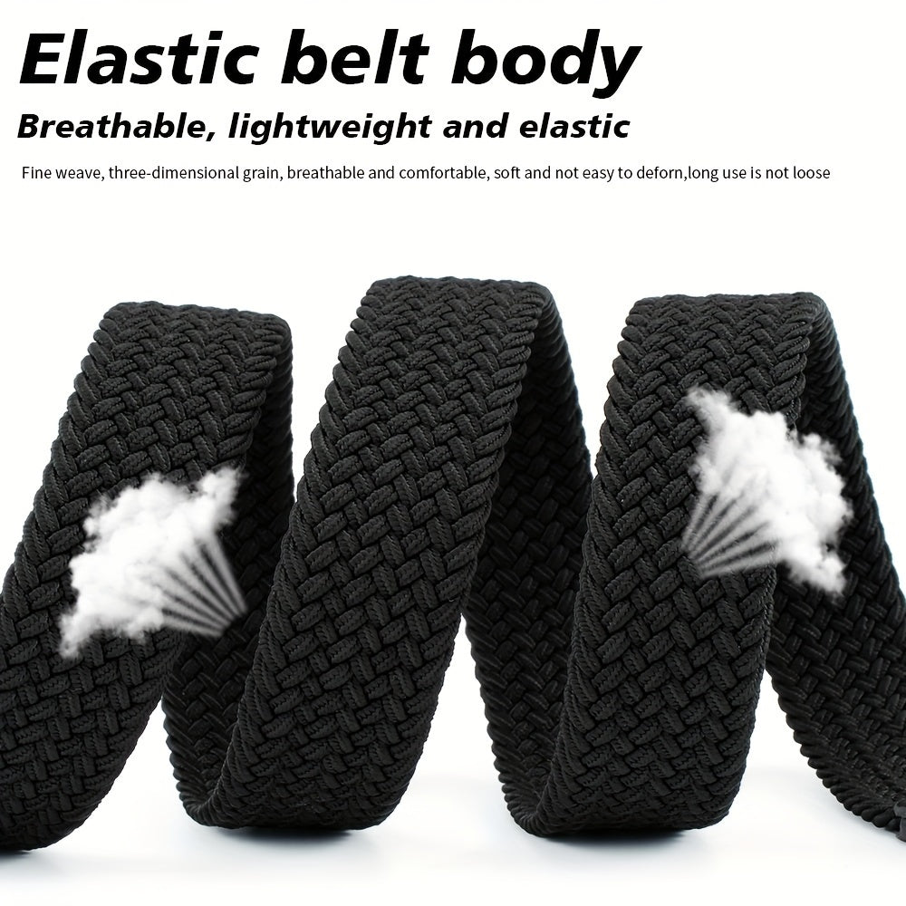 Unisex Canvas Belt with Braided Waistband and Pin Buckle for Casual Jeans