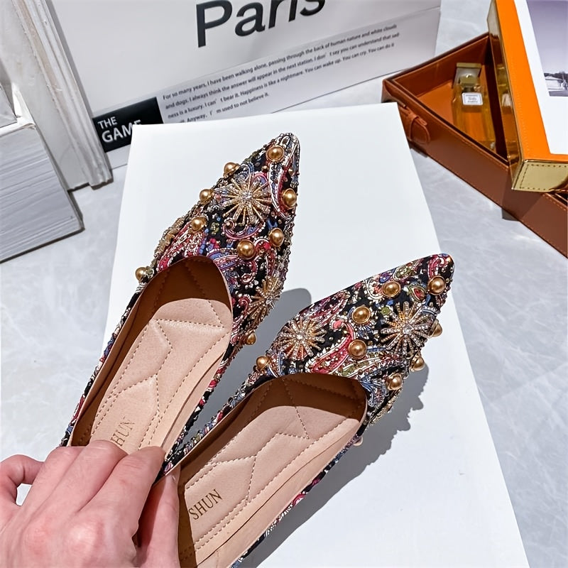 Women's Leather Pointed Toe Flats Comfortable Dress Shoes