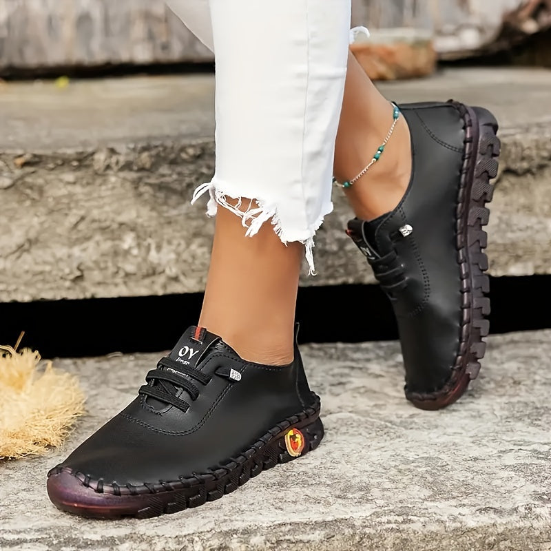 Women's Solid Color Lace-Up Low-Top Casual Non-Slip Shoes