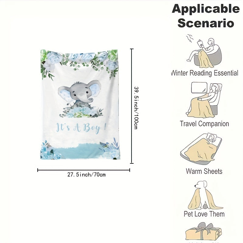 Cozy Flannel Throw Blanket with Custom Elephant Pattern Personalized Soft All-Season Gift