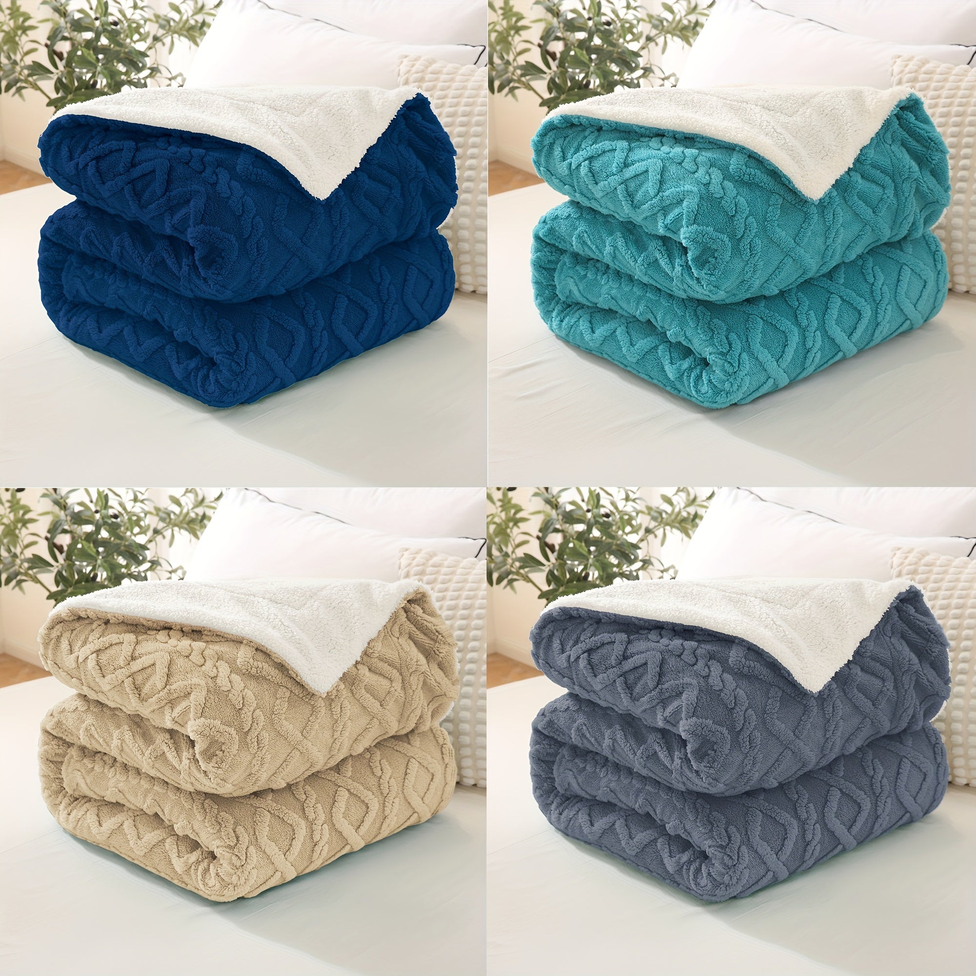 Double-Layer Ultra-Soft Blanket with Wave Pattern for All-Season Comfort