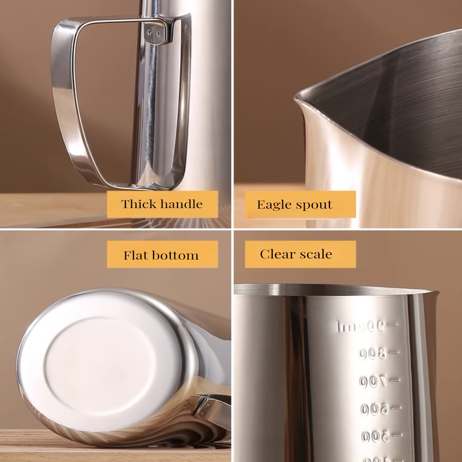 Stainless Steel Milk Frothing Cup for Latte Art, Cappuccino, Lattes, Milk Tea