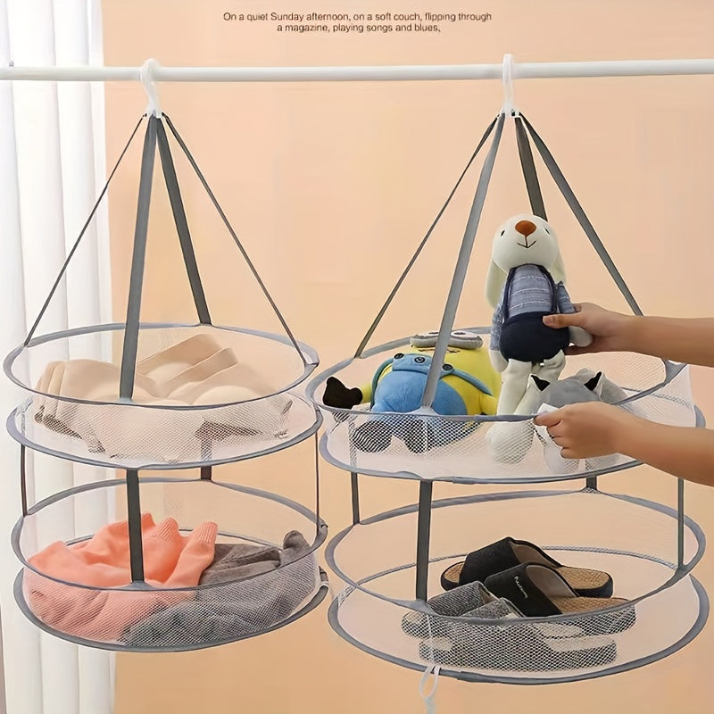 Foldable Hanging Sweater Drying Net with Anti-Deformation Basket for Shirts Socks Underwear
