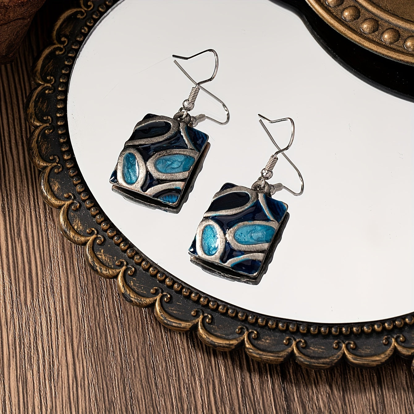 Bohemian Style Jewelry Set for Women Summer Beach Dangle Earrings Necklace Hollow Pendant Zinc Alloy