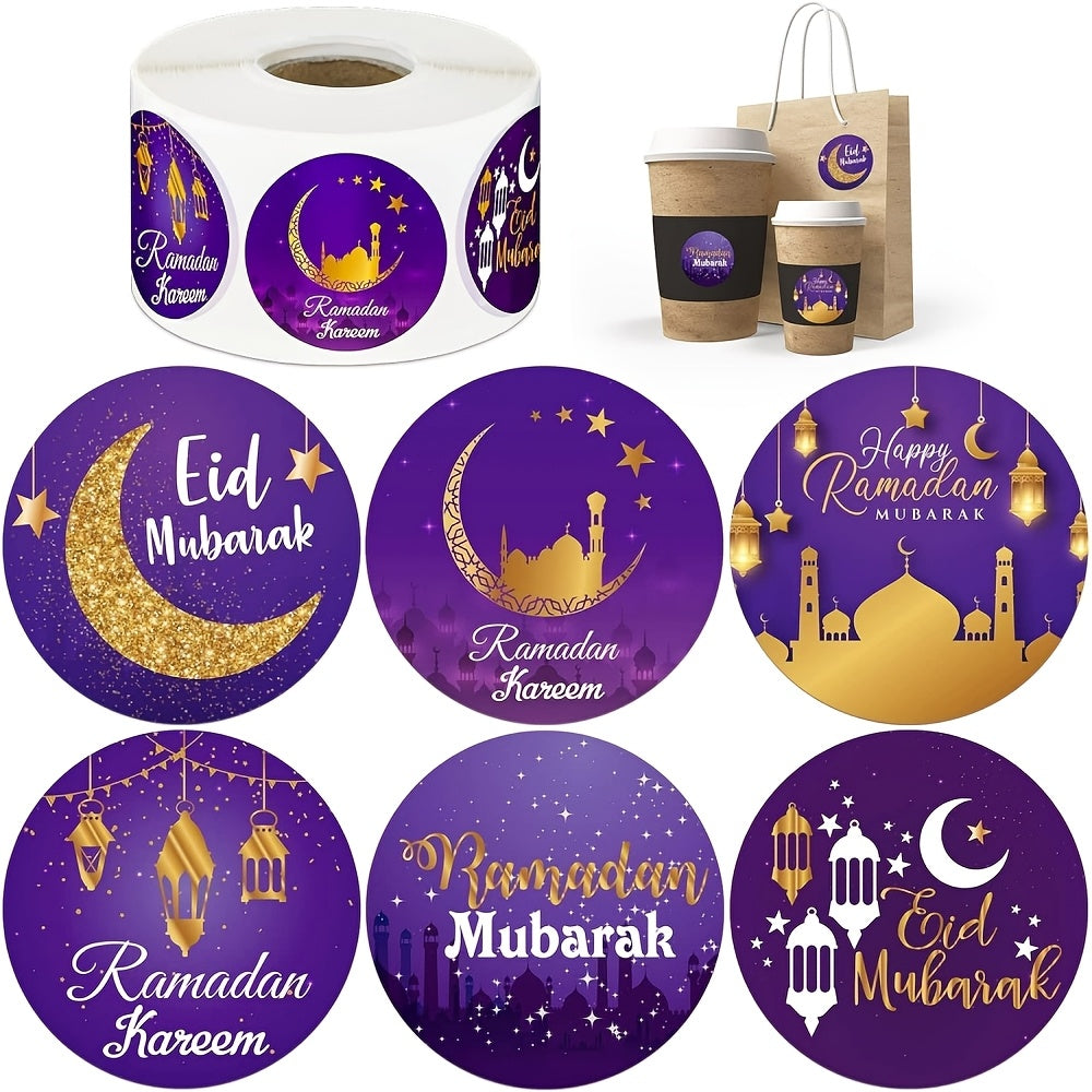 Ramadan Kareem Stickers Set 500 Pieces Mosque Lantern Star Gift Wrapping Decoration