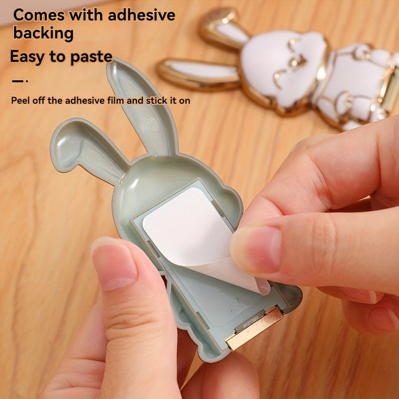 Waterproof Foldable ABS Phone Stand with Adjustable Cartoon Bunny Design for Smartphones and Tablets