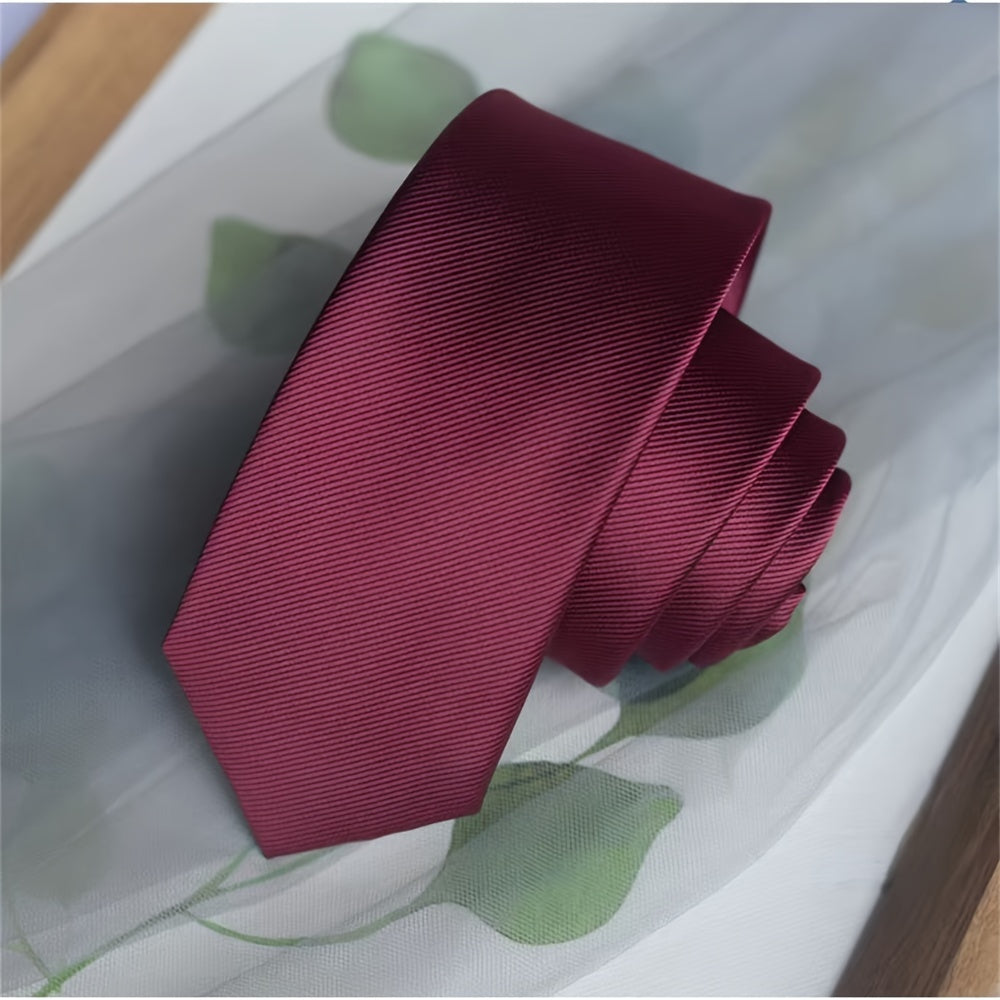 Men's Narrow Silk Tie 6cm Single-Color 1200 Stitches for Formal Occasions