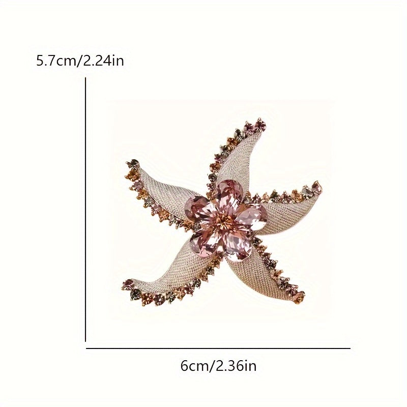Rhinestone Starfish Brooch Crystal Corsage for Women Elegant Jewelry for Events