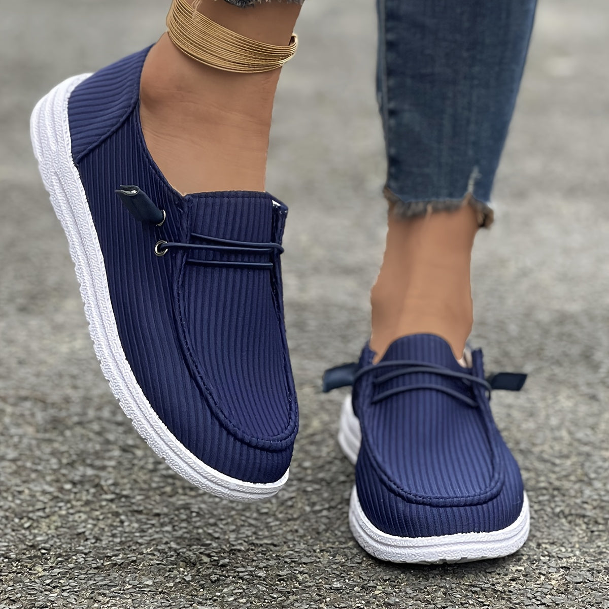 Women's Casual Striped Skate Shoes Non-Slip Durable Low-Top Sneakers