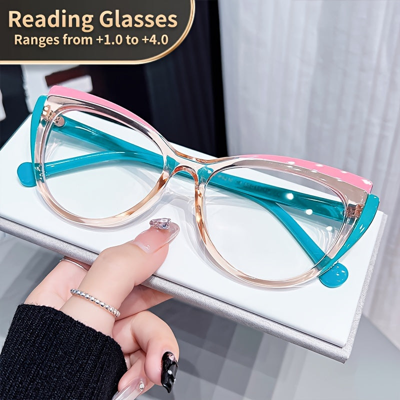 Vintage Cat Eye Reading Glasses for Women with AC Lenses +1.0 to +4.0 Plastic Frame