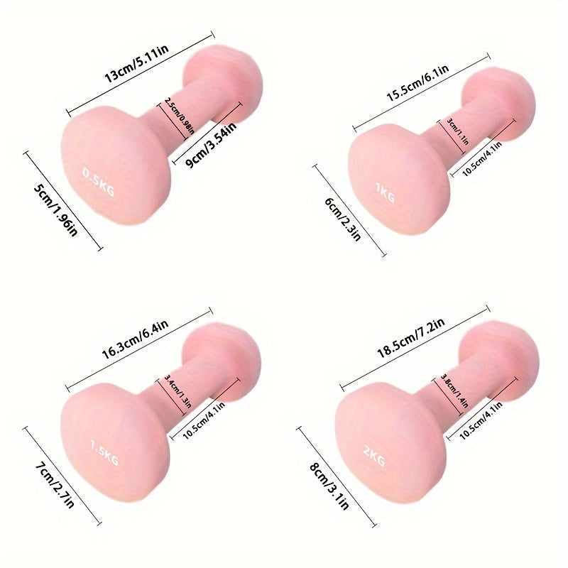 Uy uchun sport zali uchun 2kg qumtaxta temir dumbbell, pushti, ko'k, qora, fitnes uskunalari