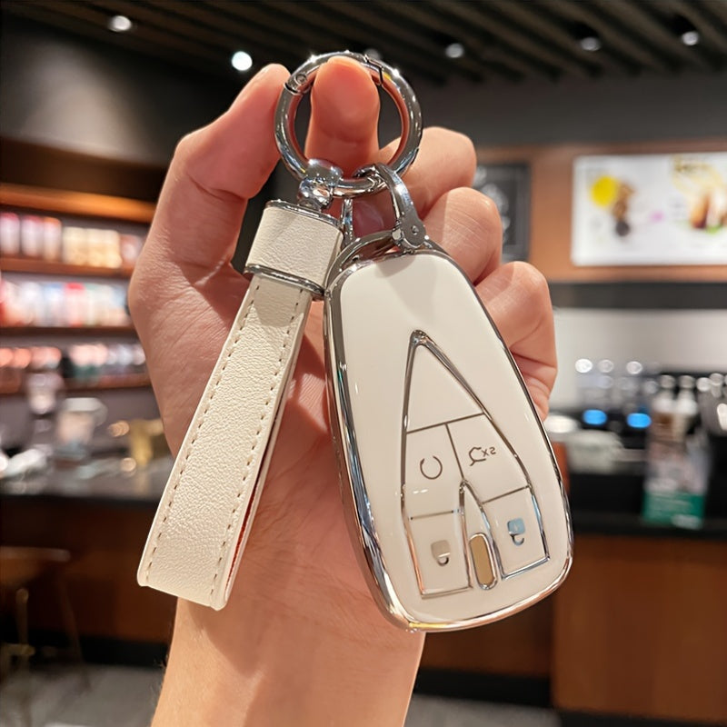 Car Key Cover Case for SUV TPU Leather Key Shell with Key Chain