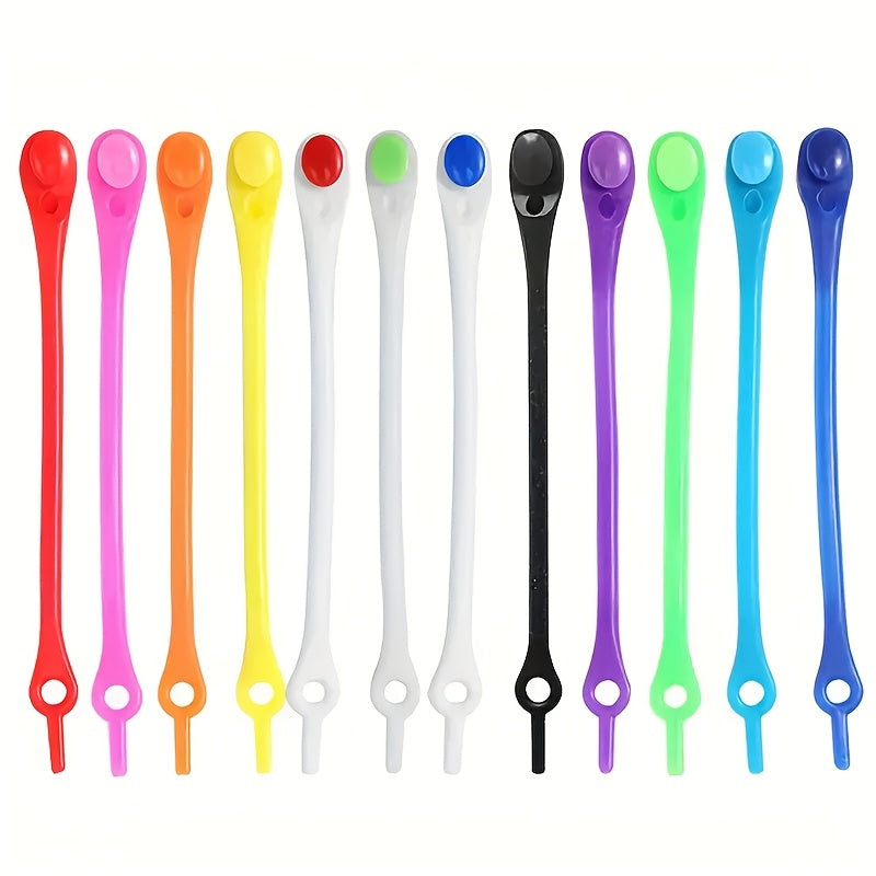 24pcs Colorful Elastic Silicone No-Tie Shoelaces for Sneakers