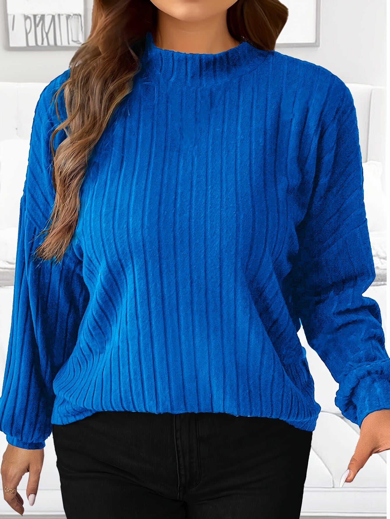 Women's Fall Winter Solid Color Loose Fit Hoodie Long Sleeve Top Small High Collar Drop Shoulder Plaid