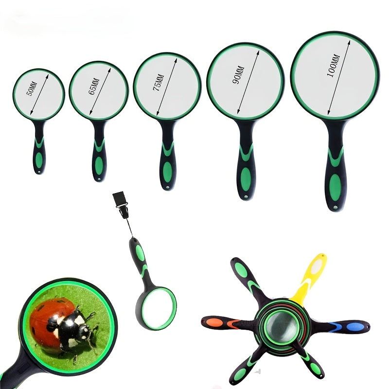 Handheld 30X Magnifying Glass for Reading Maps Science Education Elderly Kids 50mm 65mm 75mm 100mm