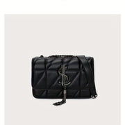 Urban Tartan Embroidered Messenger Bag with Tassel and Magnet Closure