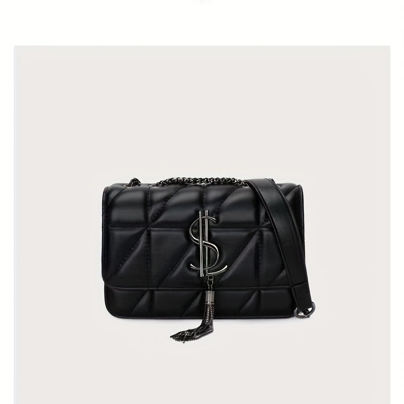 Urban Tartan Embroidered Messenger Bag with Tassel and Magnet Closure