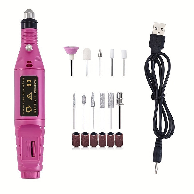 Профессиональный набор из 11 предметов для полировки ногтей работает от USB, не имеет запаха и прост в использовании для ухода за ногами, руками и ногтями, идеально подходит для салона или домашнего использования.