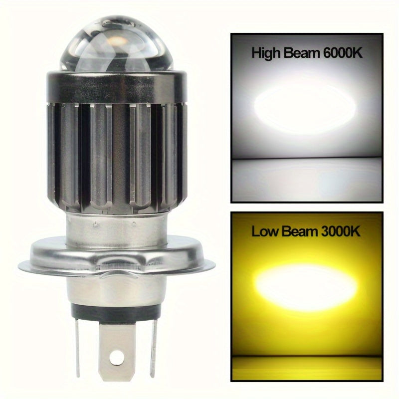 Motorcycle H4 LED Headlight Double Color Hi Lo Beam Front Light