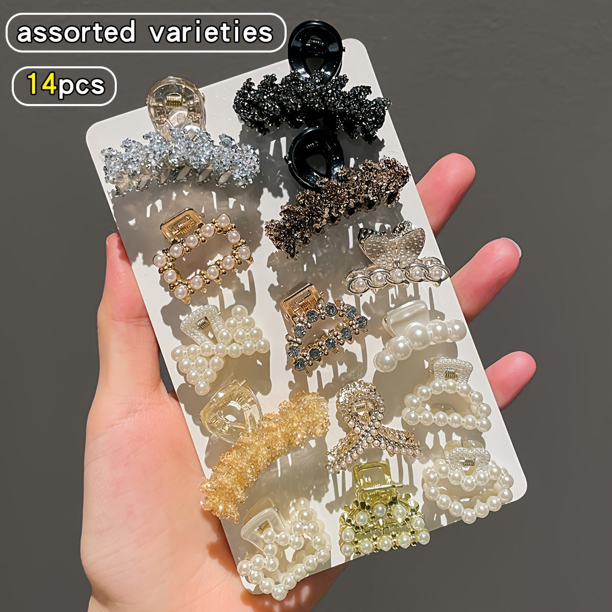 14 Pcs Elegant Faux Pearl Hair Claw Clips for Women Daily Wear Small