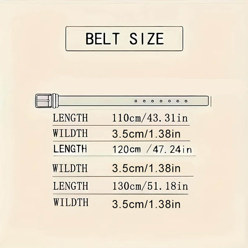 Men's Vintage Faux Leather Belt with Pin Buckle Black Large Size